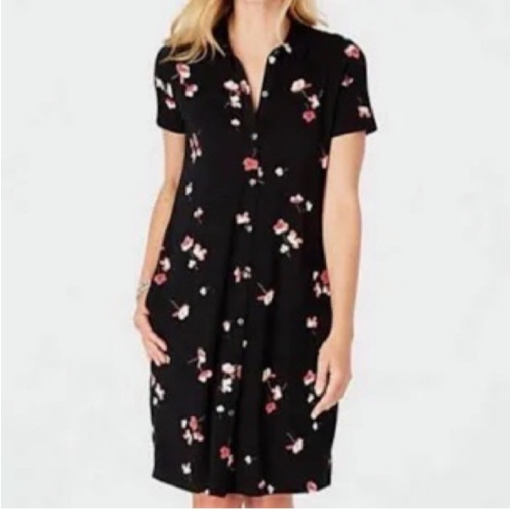 J Jill‎ Pima Cotton Modal Garden Grandmillenial Bloomcore Dress L Black Pockets